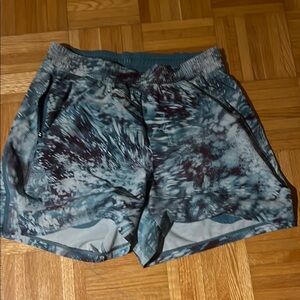Blue and Gray Patterned Athletic Shorts